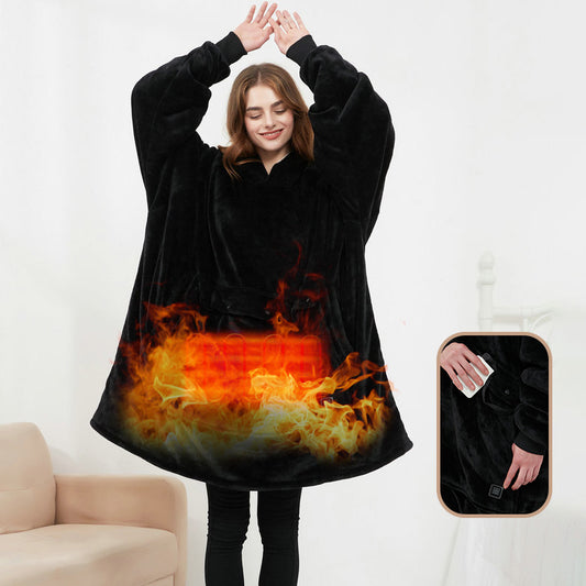 USB Heated Wearable Blanket Oversized Lazy Hoodie With Large Heating Area