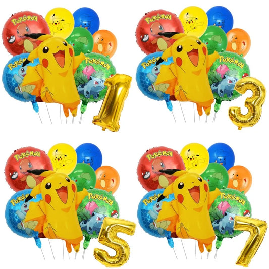1Set Pokemon Balloon 32 Inch Number Foil Balloons
